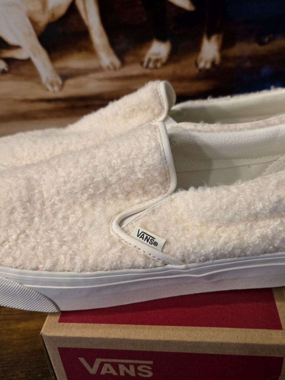 Vans Slip-On File Fleece Sneakers Skate Shoes Sherpa White VN000EACCJ7 US 13 - Picture 6 of 14